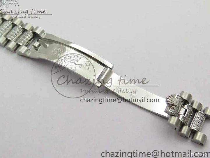 0516 Day-Date 36mm 128239 SS Crystal BP Best Edition White MOP Crystal Marker Dial on SS President Bracelet A MoistureWicking 2682